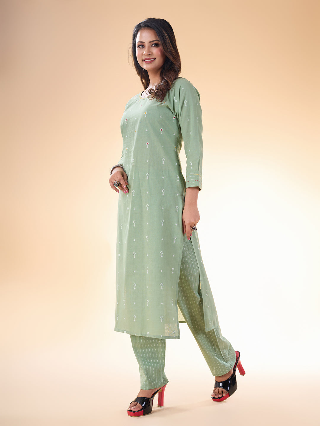 Green Kurti for Women | Designer Printed Cotton Kurta Wedding Kurta