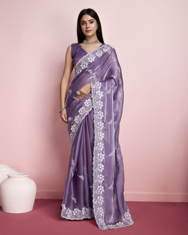 Jimmy-Choo Saree with Sequins Embroidery | Art-Silk Blouse for Weddings