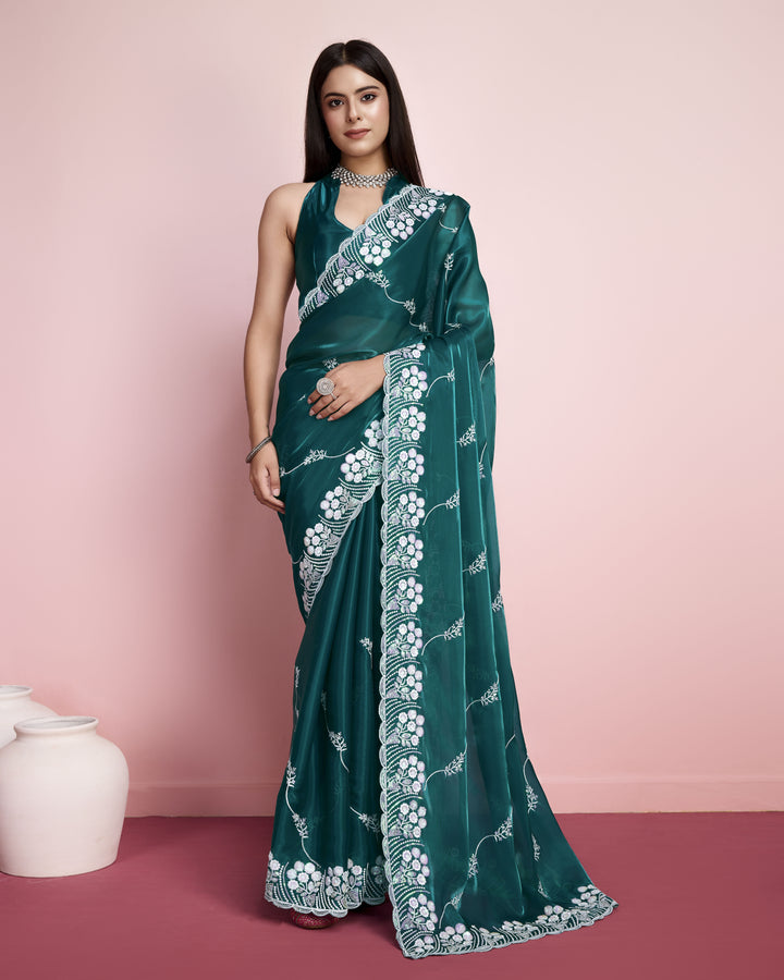 Jimmy-Choo Saree with Sequins Embroidery | Art-Silk Blouse for Weddings