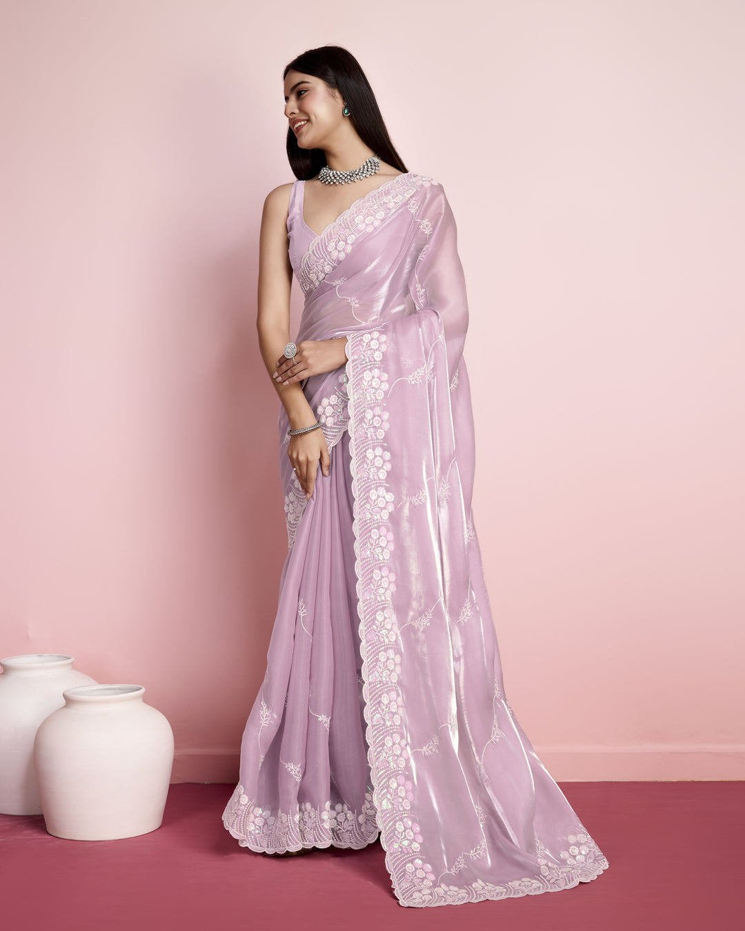 Jimmy-Choo Saree with Sequins Embroidery | Art-Silk Blouse for Weddings