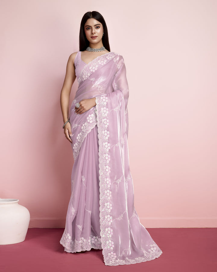 Jimmy-Choo Saree with Sequins Embroidery | Art-Silk Blouse for Weddings