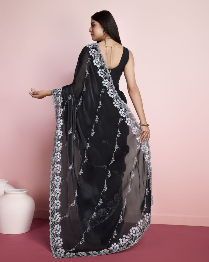 Jimmy-Choo Saree with Sequins Embroidery | Art-Silk Blouse for Weddings