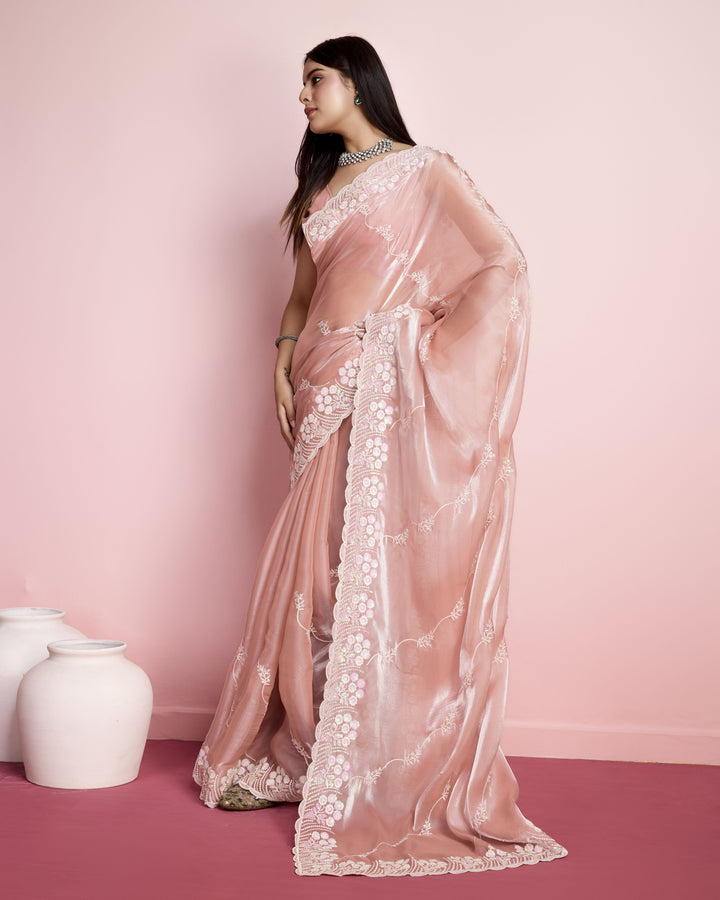 Jimmy-Choo Saree with Sequins Embroidery | Art-Silk Blouse for Weddings