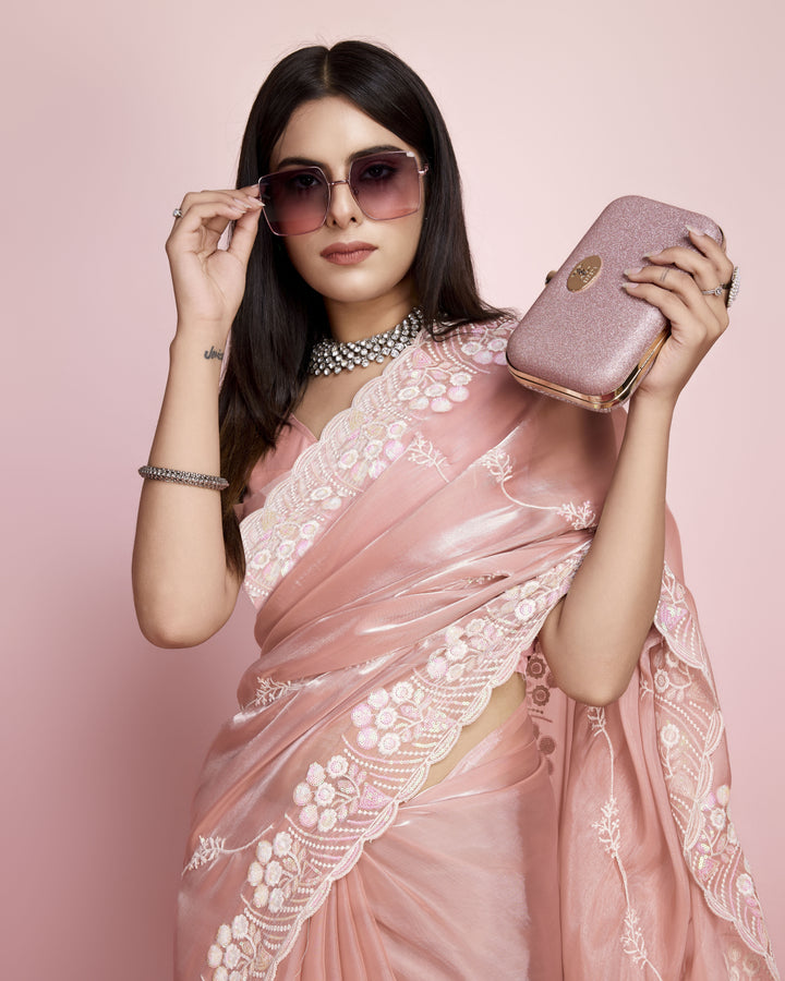 Jimmy-Choo Saree with Sequins Embroidery | Art-Silk Blouse for Weddings