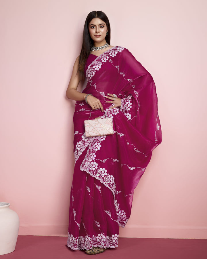 Jimmy-Choo Saree with Sequins Embroidery | Art-Silk Blouse for Weddings