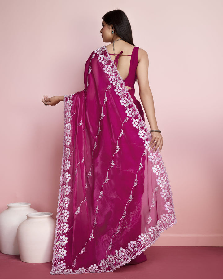 Jimmy-Choo Saree with Sequins Embroidery | Art-Silk Blouse for Weddings