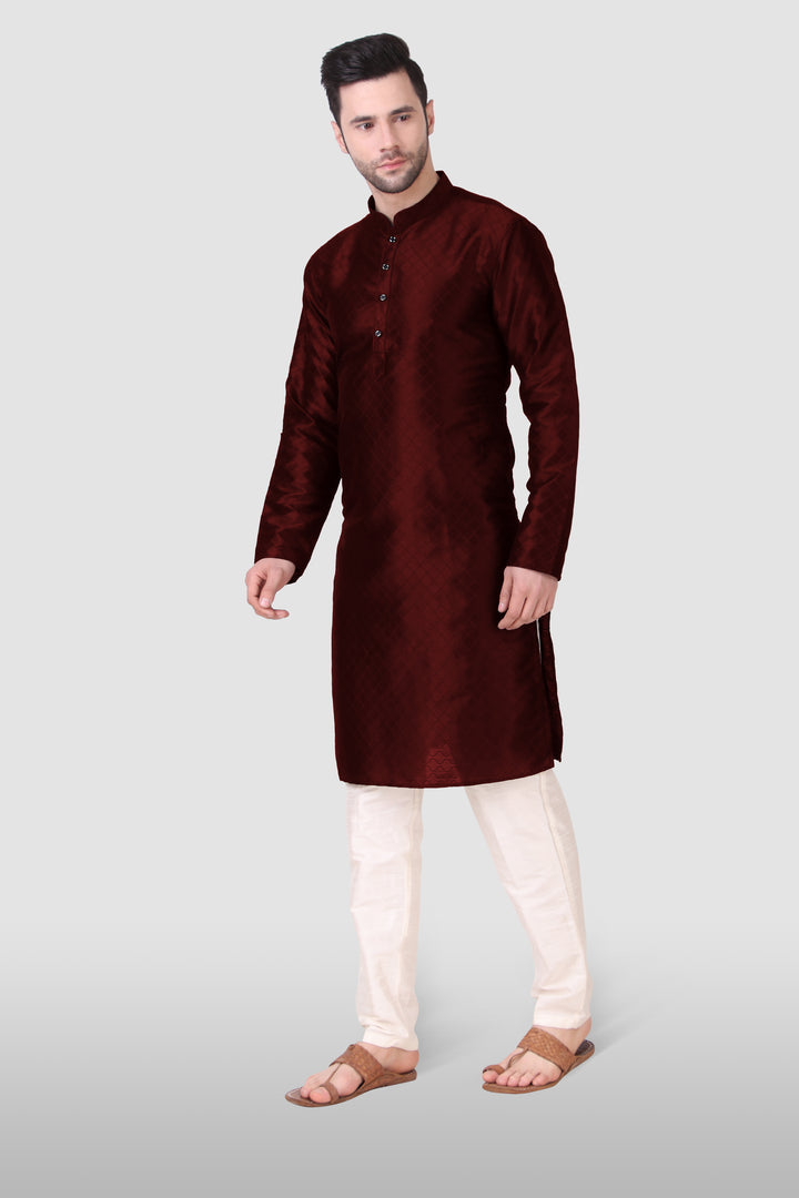 Traditional Men's Kurta Set | Art Silk Wevon Designer Outfit