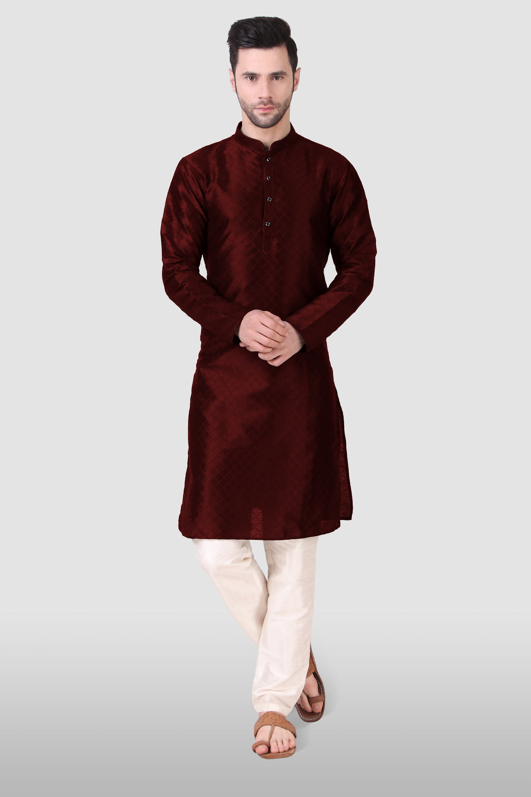 Traditional Men's Kurta Set | Art Silk Wevon Designer Outfit