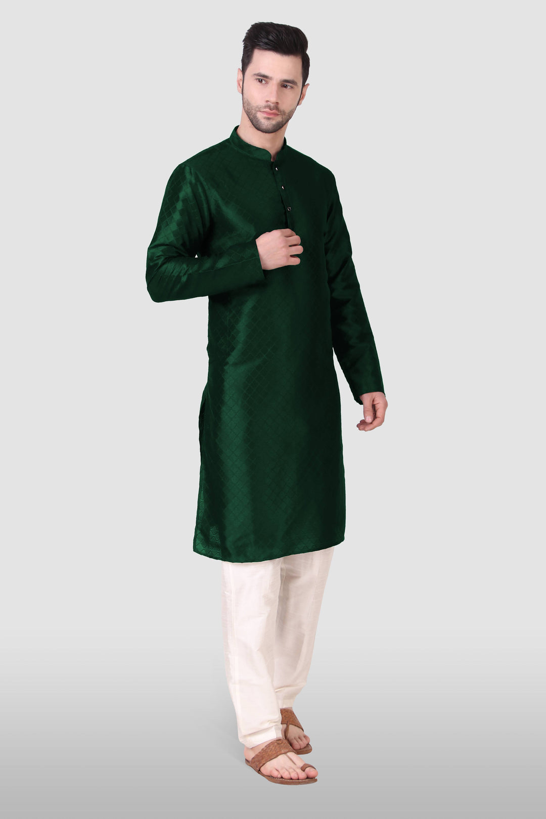 Traditional Men's Kurta Set | Art Silk Wevon Designer Outfit