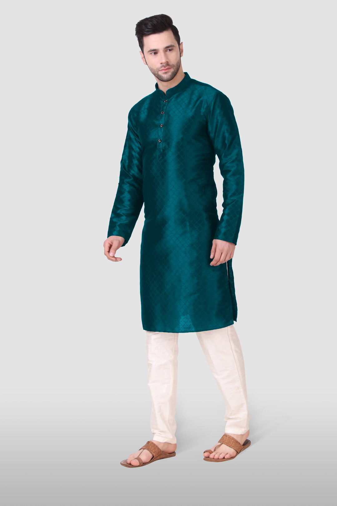 Traditional Men's Kurta Set | Art Silk Wevon Designer Outfit