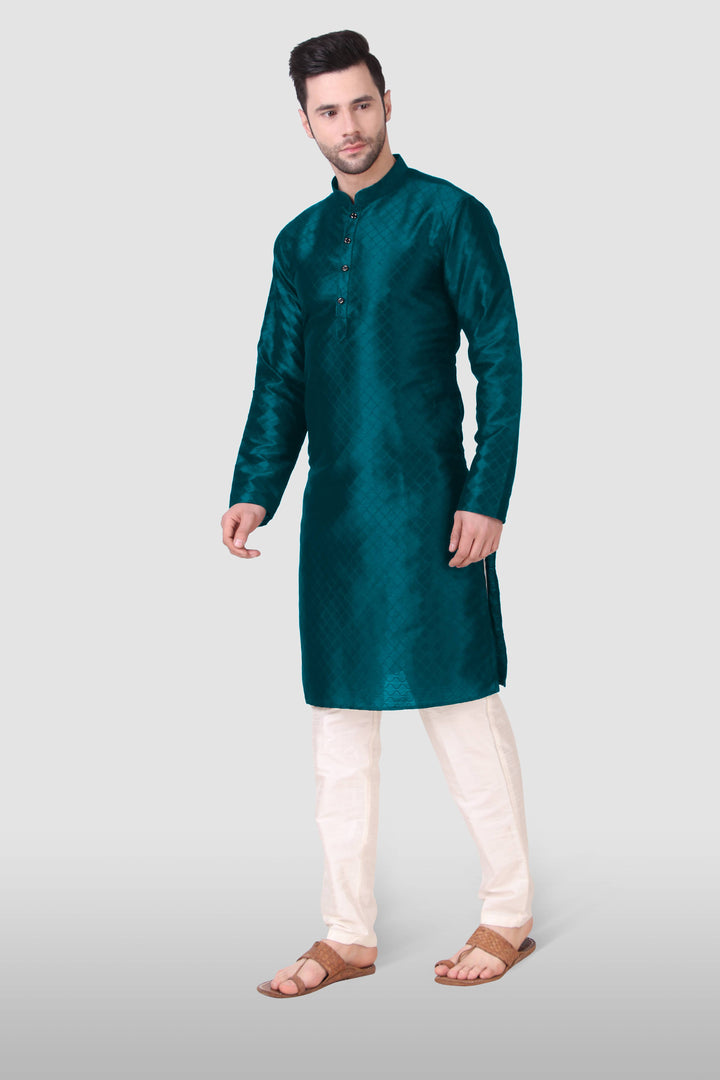 Traditional Men's Kurta Set | Art Silk Wevon Designer Outfit