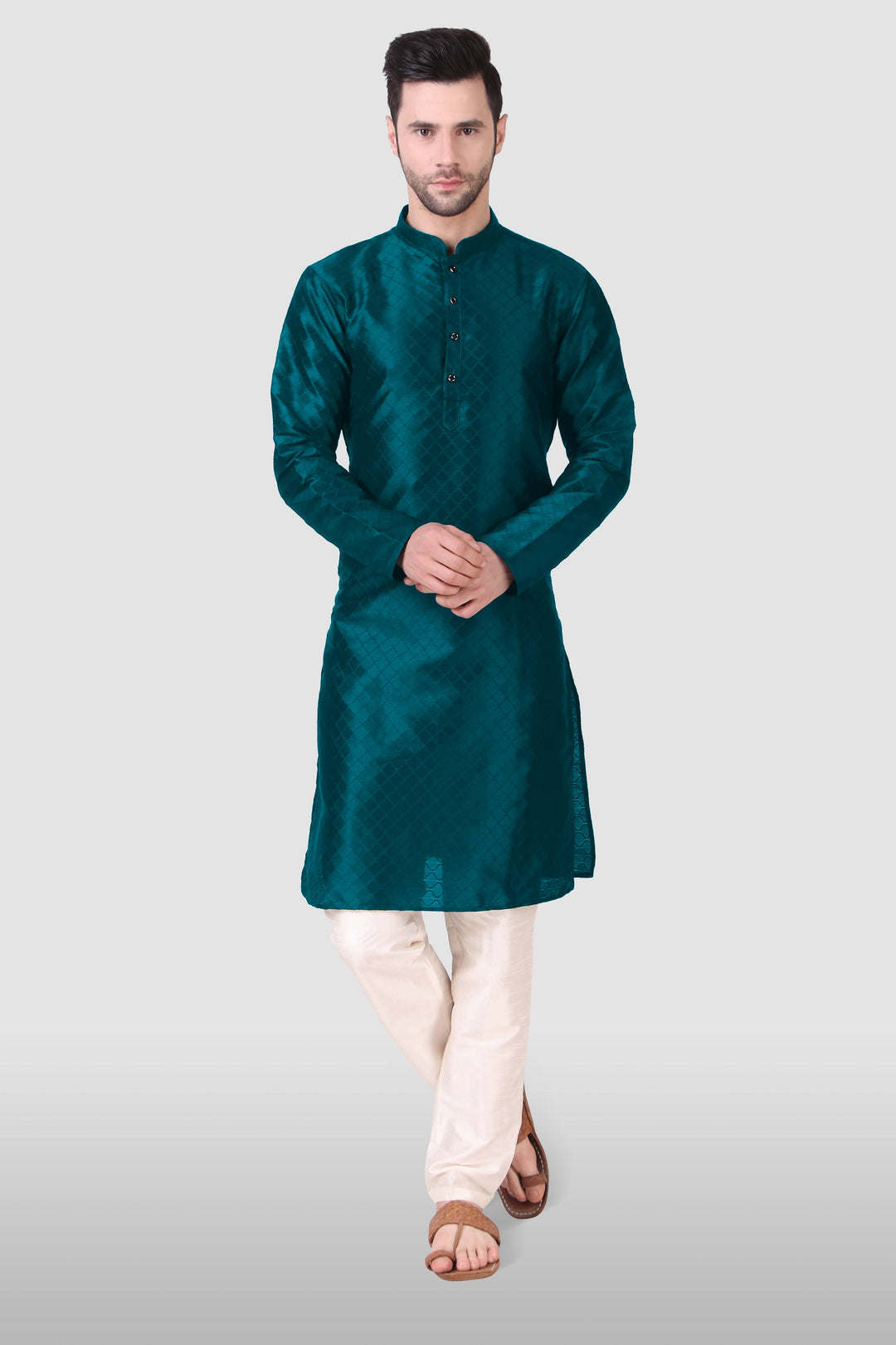 Traditional Men's Kurta Set | Art Silk Wevon Designer Outfit