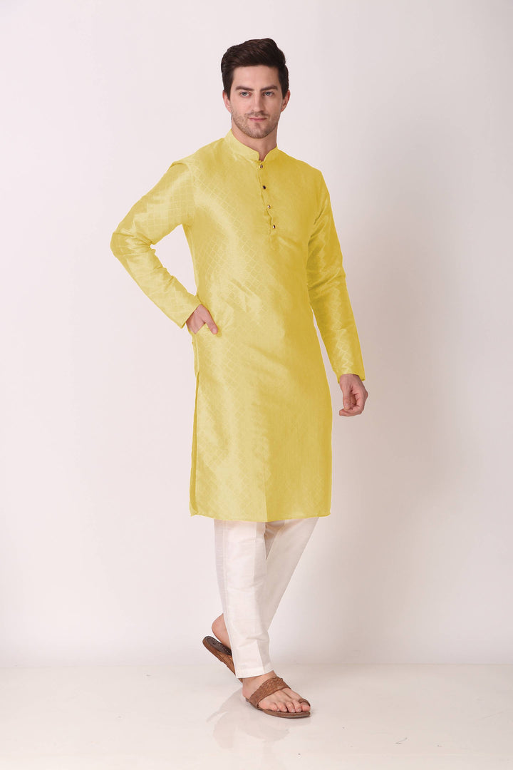 Traditional Men's Kurta Set | Art Silk Wevon Designer Outfit