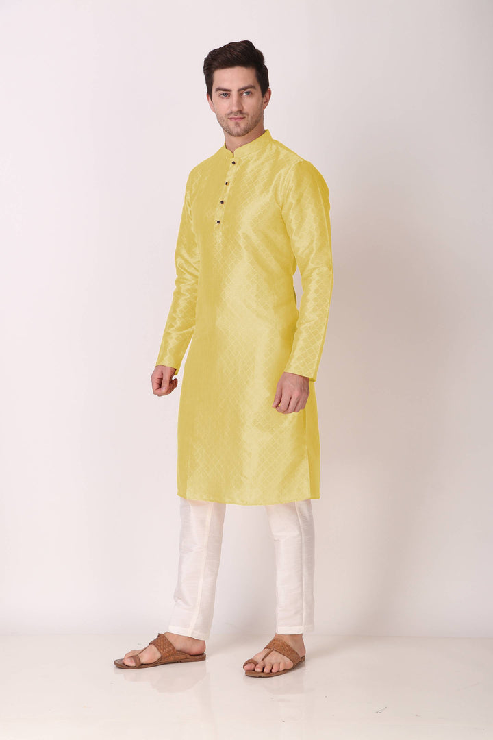 Traditional Men's Kurta Set | Art Silk Wevon Designer Outfit