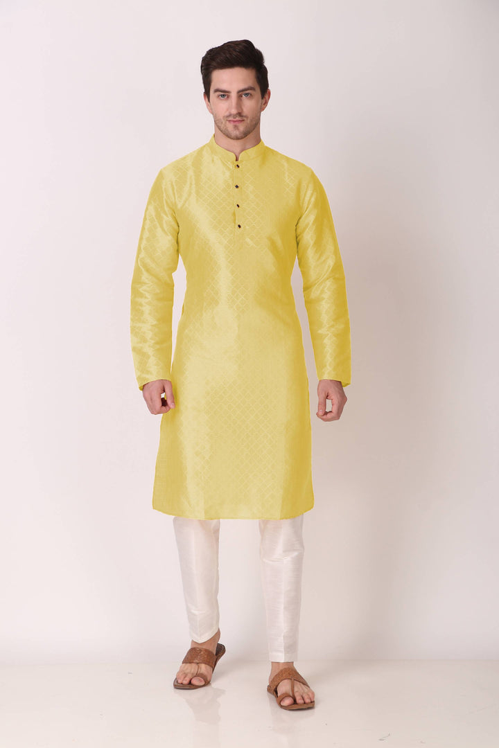 Traditional Men's Kurta Set | Art Silk Wevon Designer Outfit