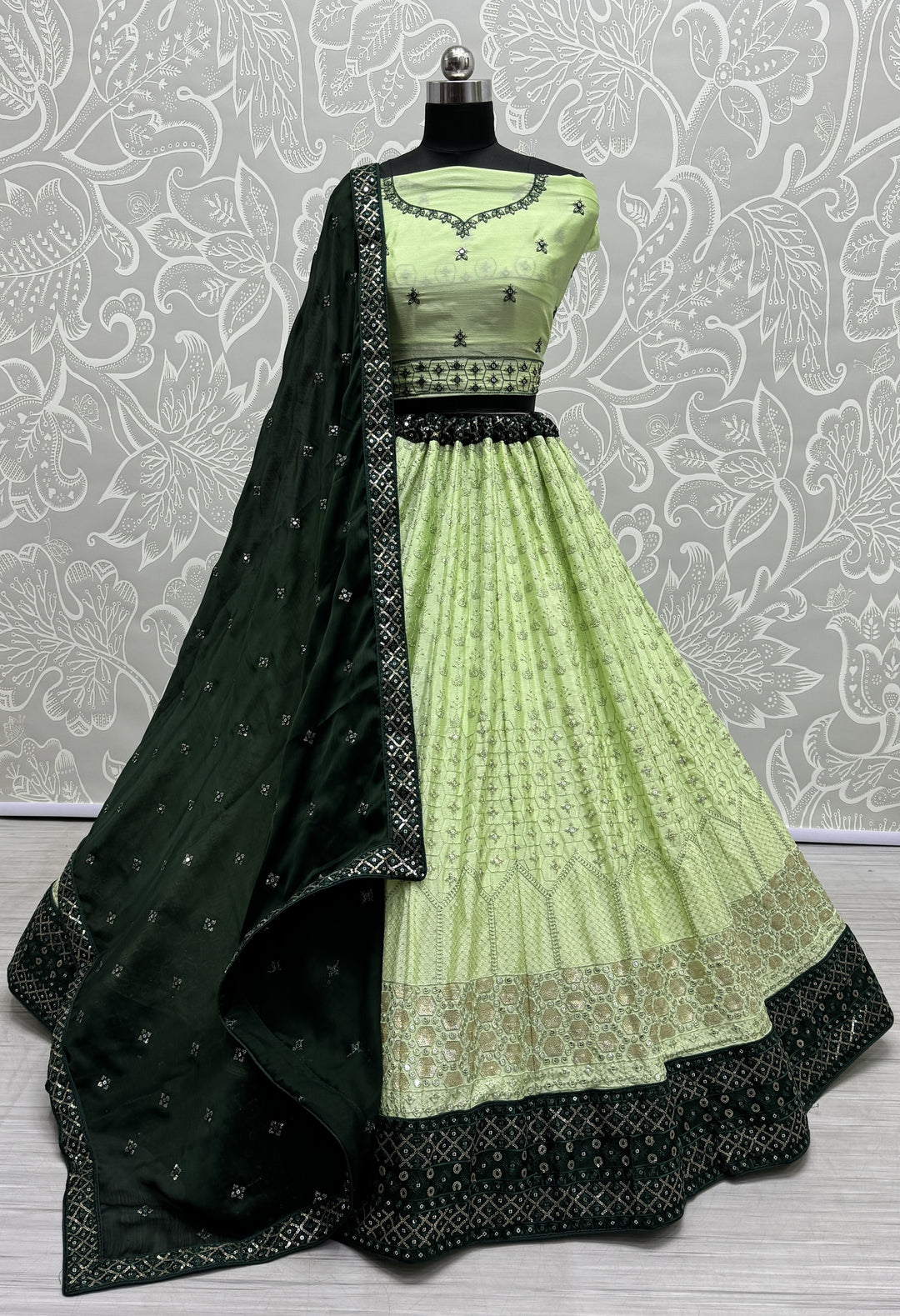 Georgette Lehenga with Thread & Sequin Embroidery | Wedding & Festive Wear