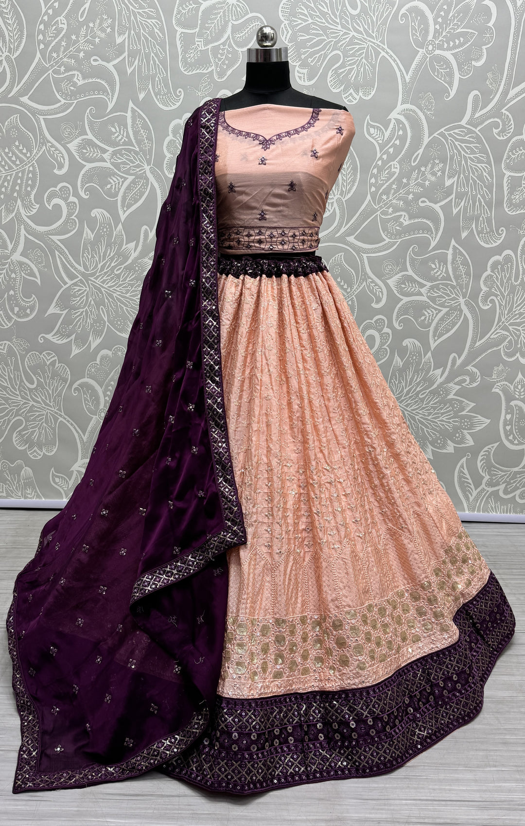 Georgette Lehenga with Thread & Sequin Embroidery | Wedding & Festive Wear