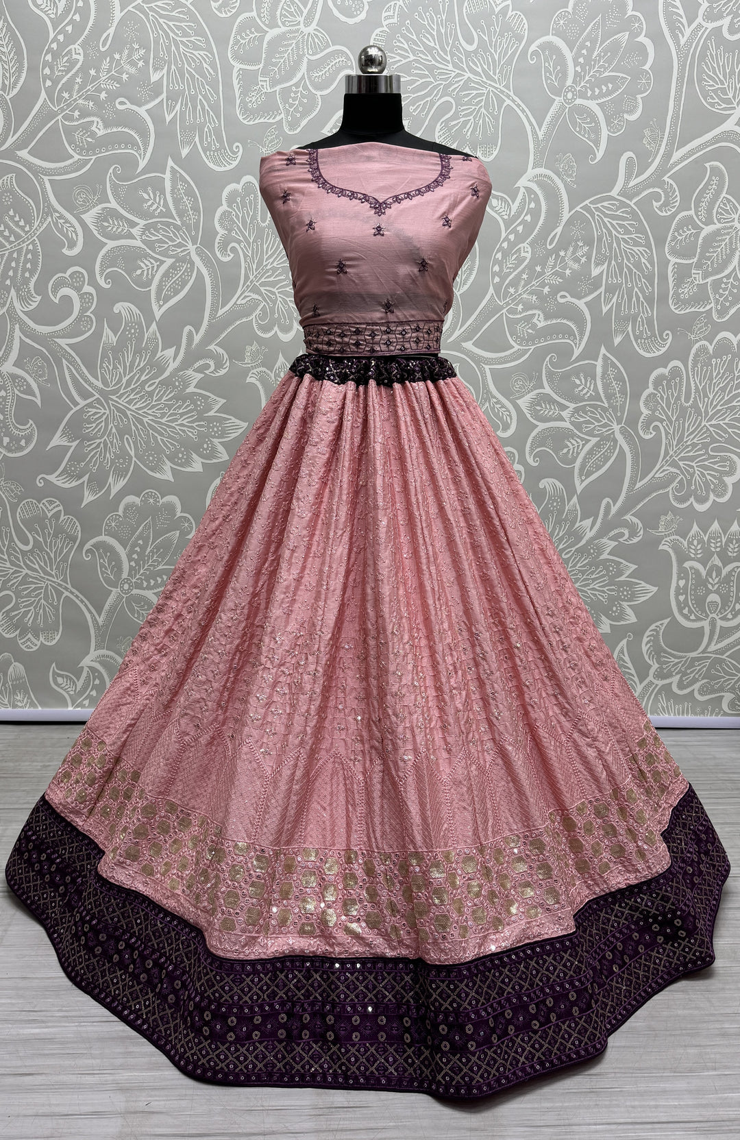 Georgette Lehenga with Thread & Sequin Embroidery | Wedding & Festive Wear