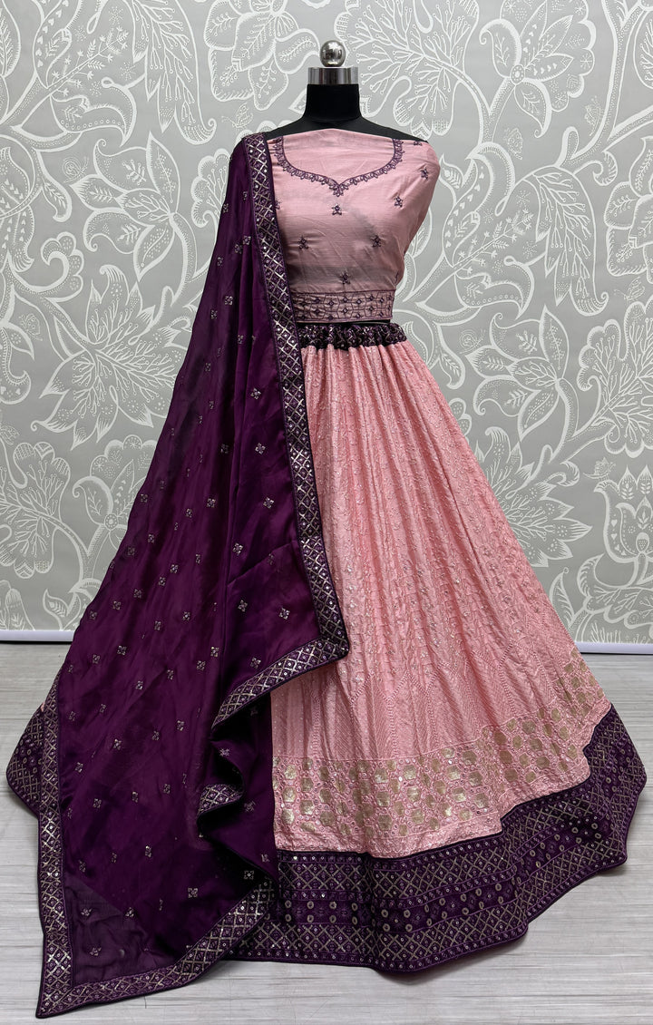 Georgette Lehenga with Thread & Sequin Embroidery | Wedding & Festive Wear