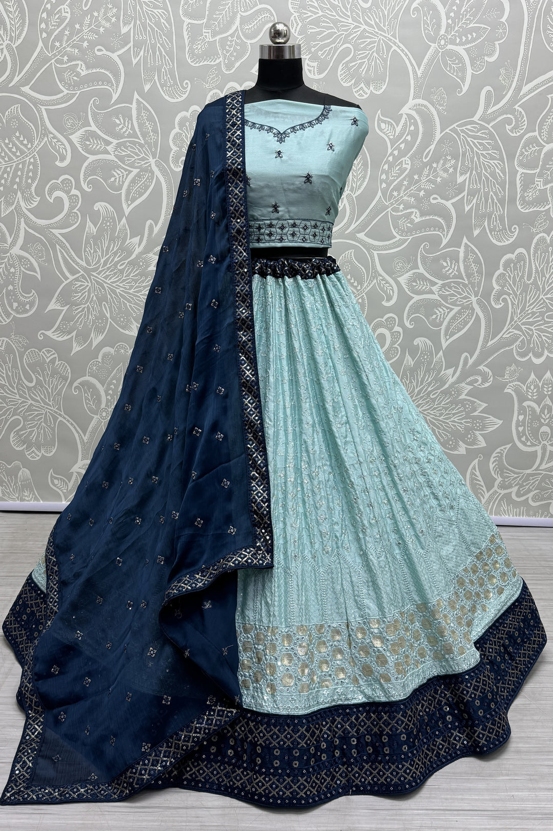 Georgette Lehenga with Thread & Sequin Embroidery | Wedding & Festive Wear