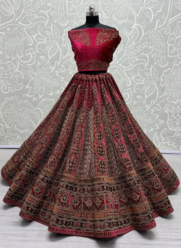 Velvet Patchwork Sequined Lehenga | Traditional Wedding & Party Wear