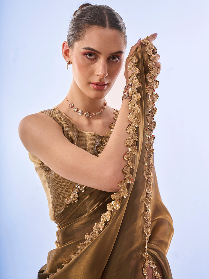 Jimmy-Choo Saree | Art-Silk Blouse | Elegant Lace-Work for Weddings