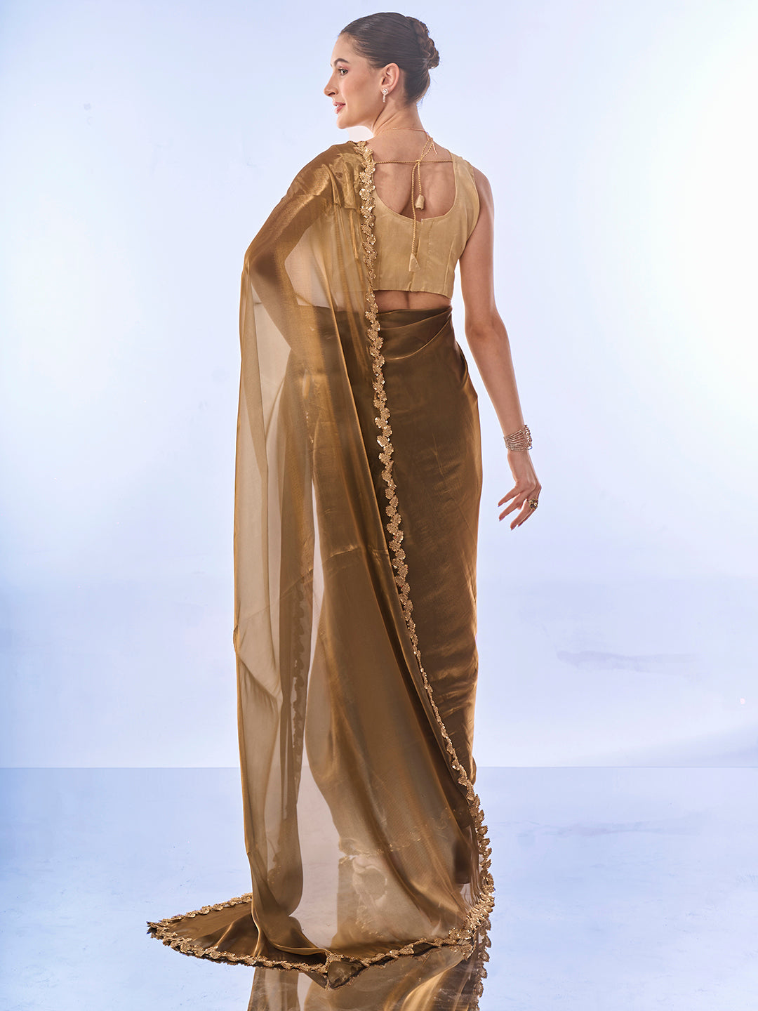 Jimmy-Choo Saree | Art-Silk Blouse | Elegant Lace-Work for Weddings