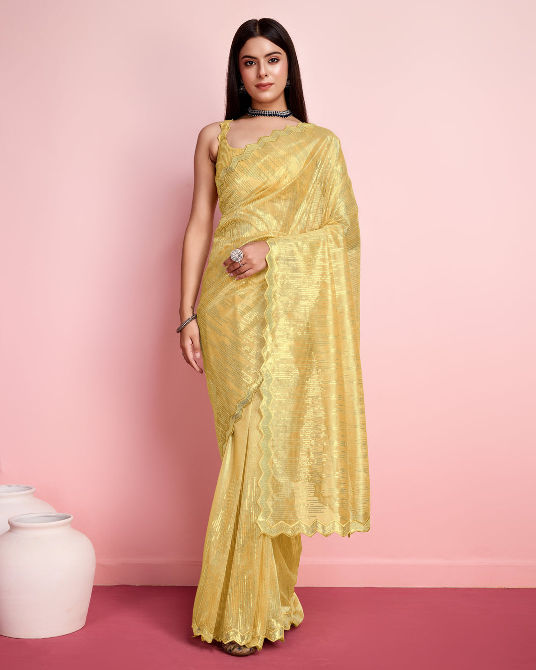 Elegant Silver Twill Saree with Sequined Thread Embroidery | Special Event Wear