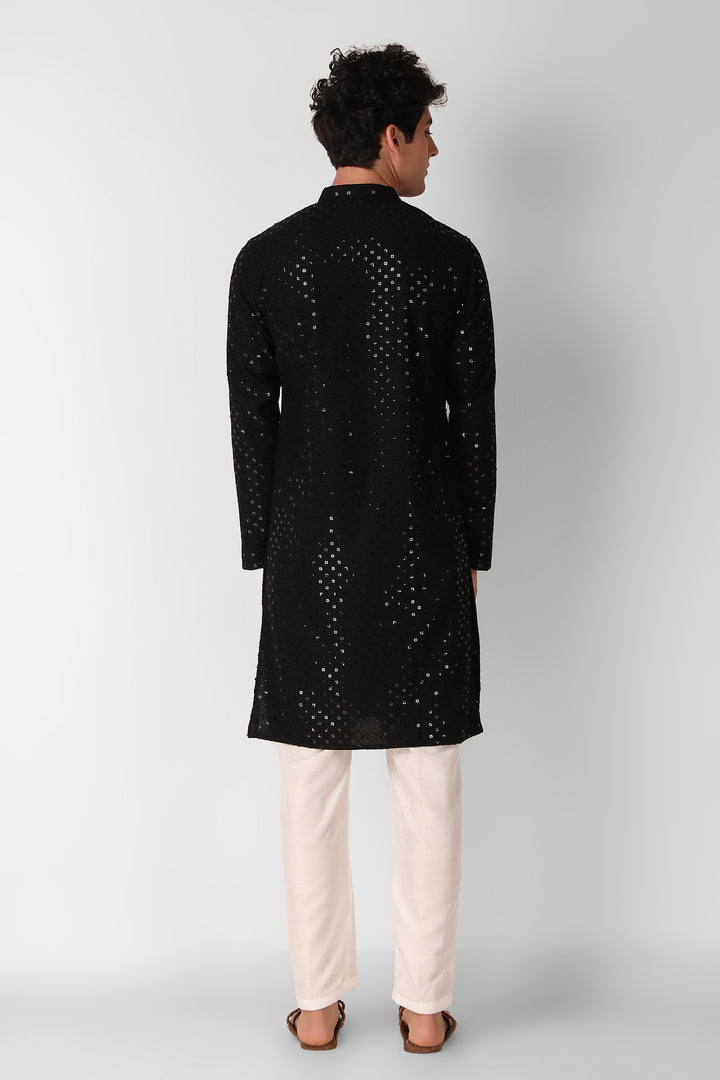 Men's Cotton Kurta with Sequin Embroidery | Designer Traditional Wear