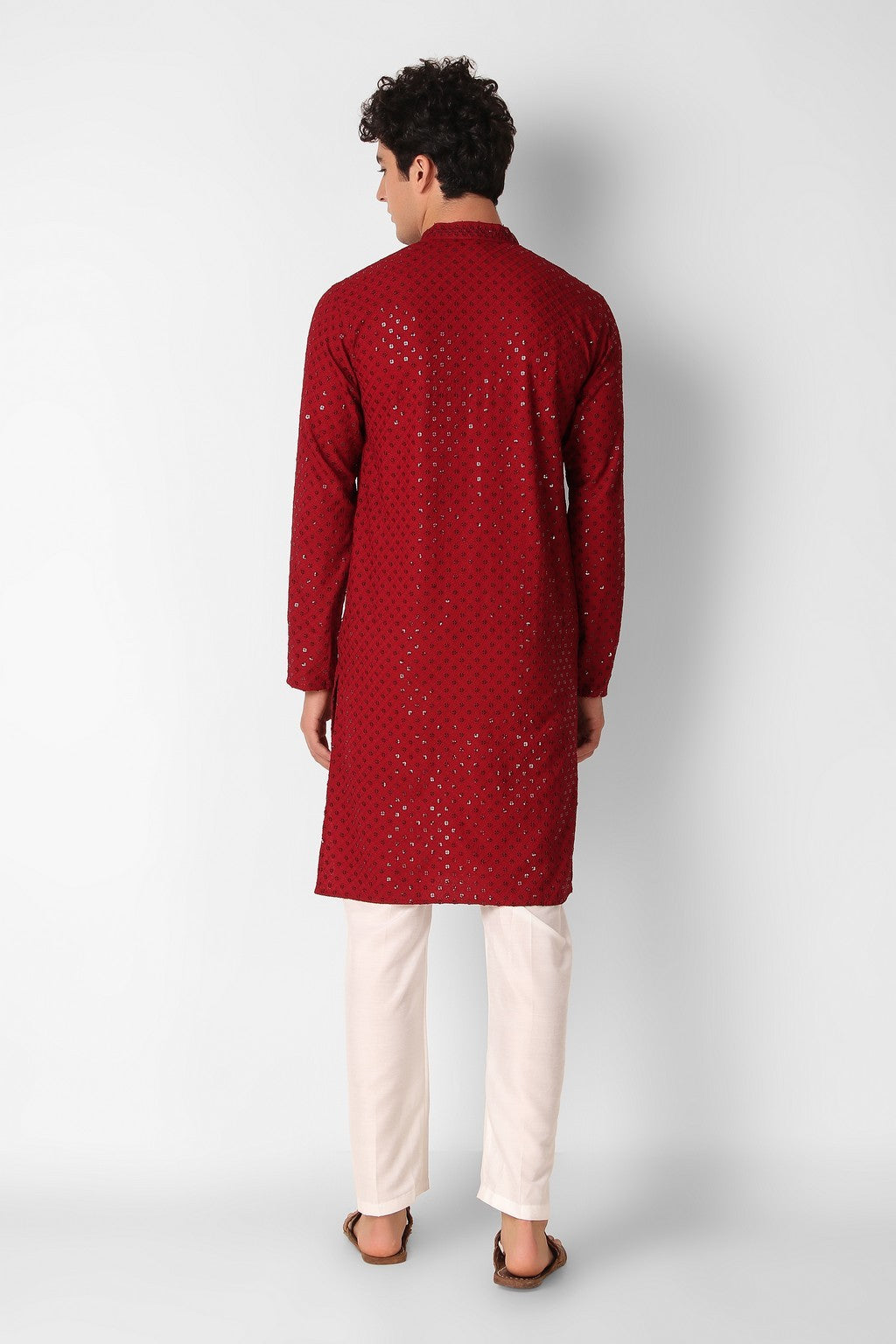 Men's Cotton Kurta with Sequin Embroidery | Designer Traditional Wear