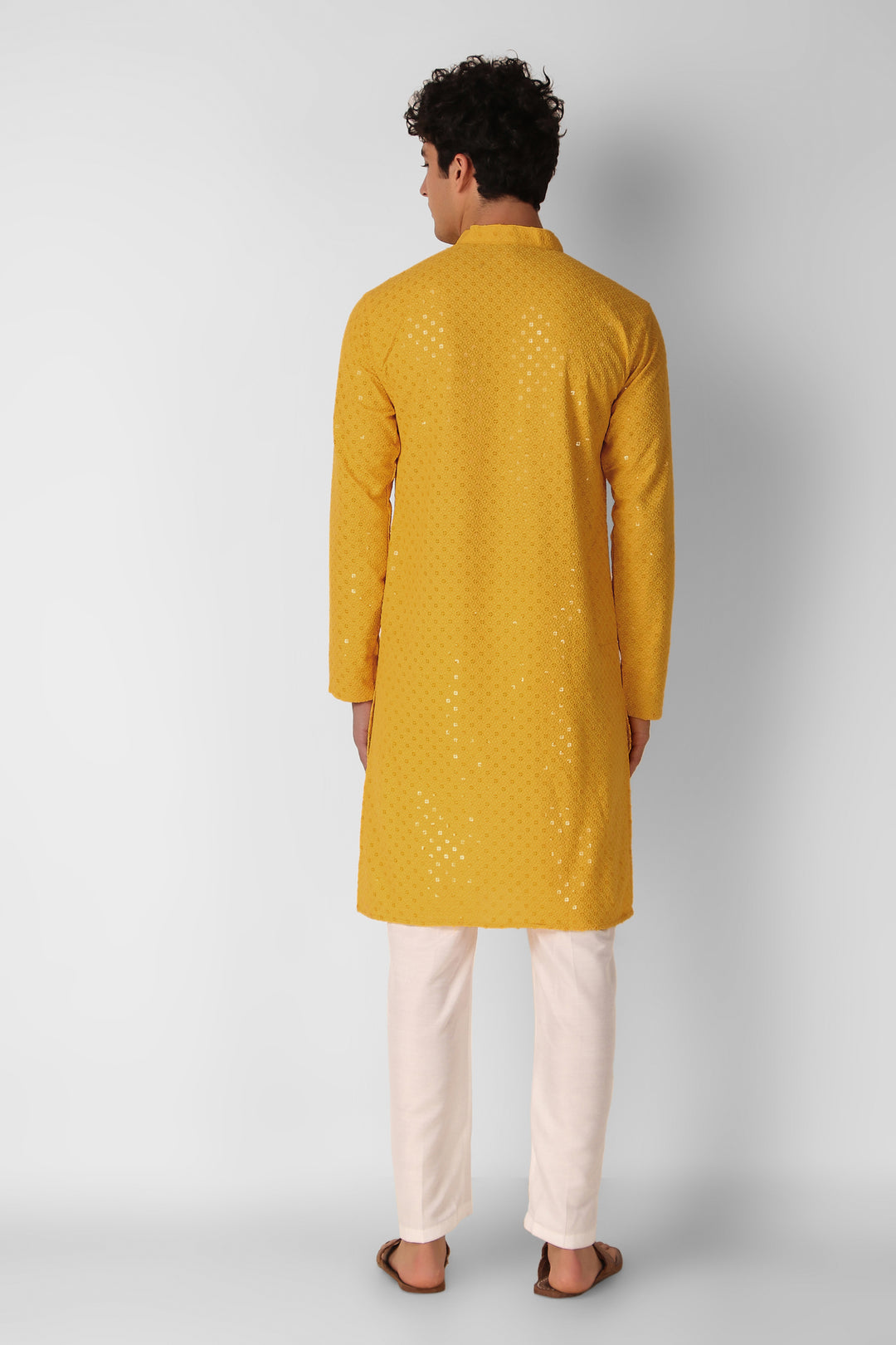 Men's Cotton Kurta with Sequin Embroidery | Designer Traditional Wear