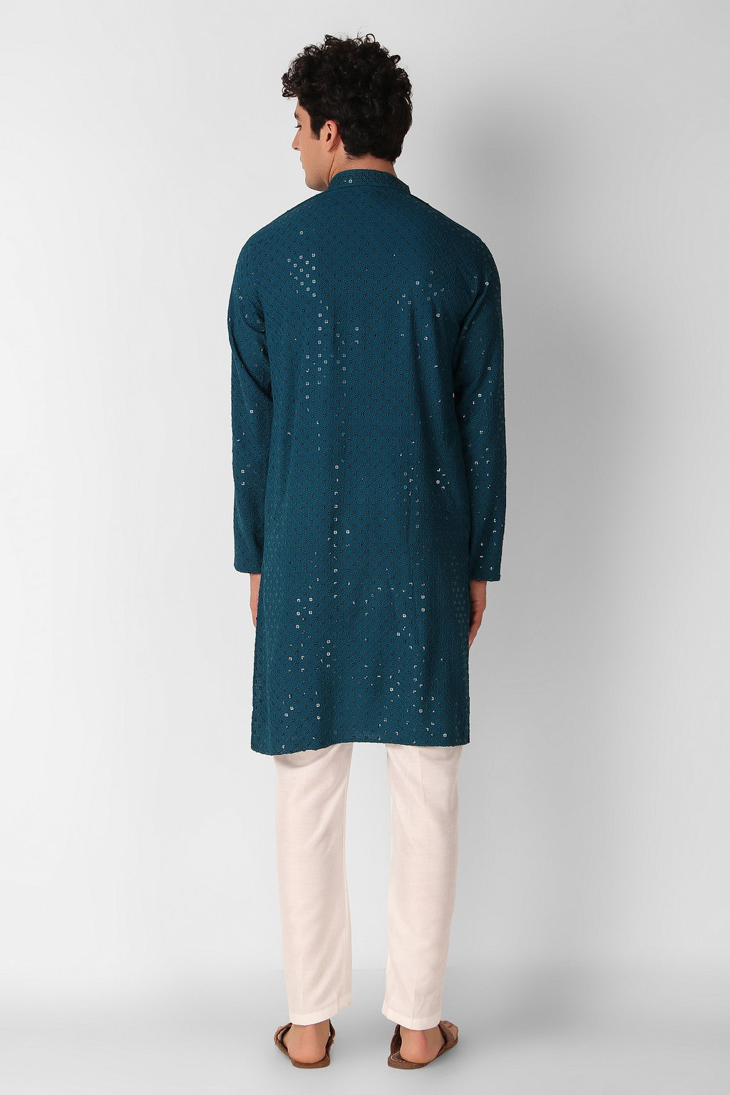 Men's Cotton Kurta with Sequin Embroidery | Designer Traditional Wear