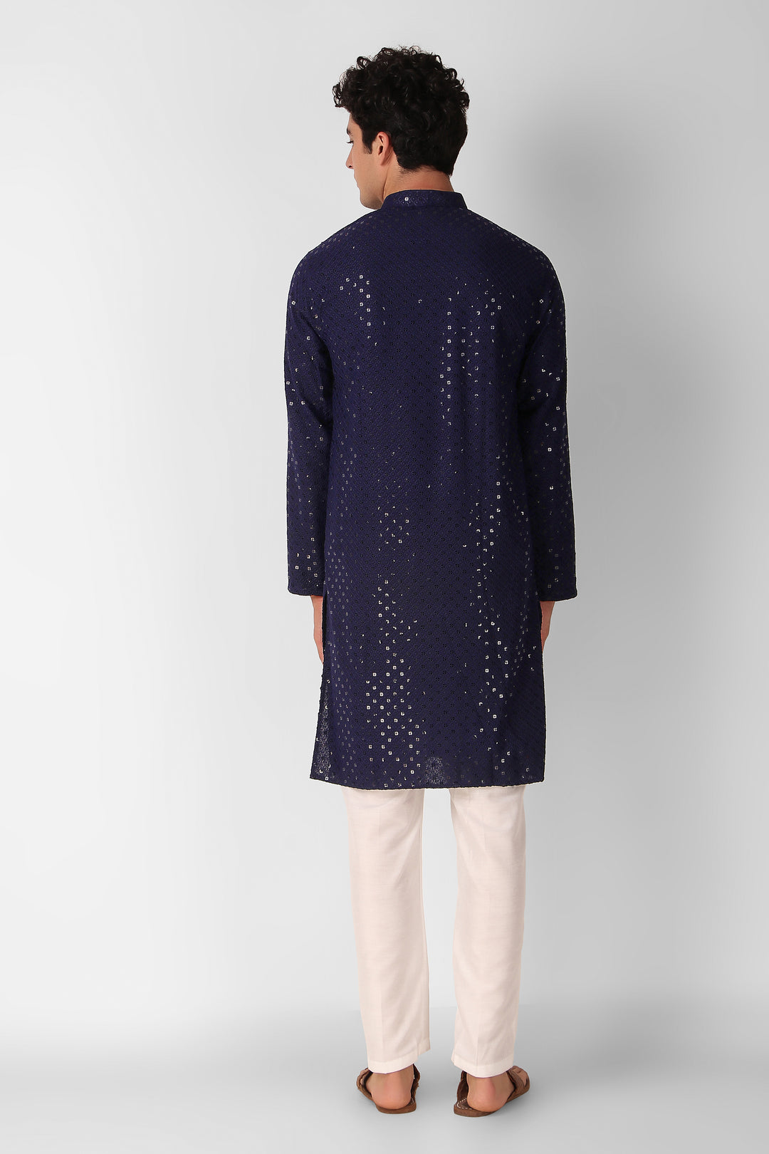 Men's Cotton Kurta with Sequin Embroidery | Designer Traditional Wear