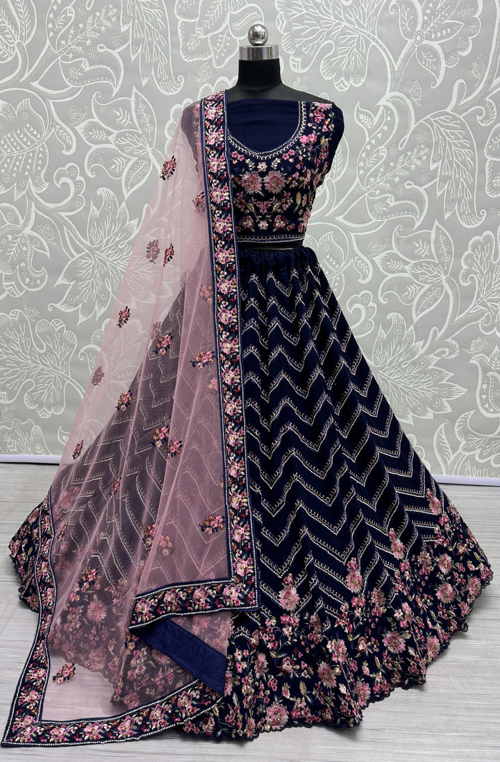 Fancy Georgette Lehenga Choli | Jari Embroidery with Zarkan Diamond Work