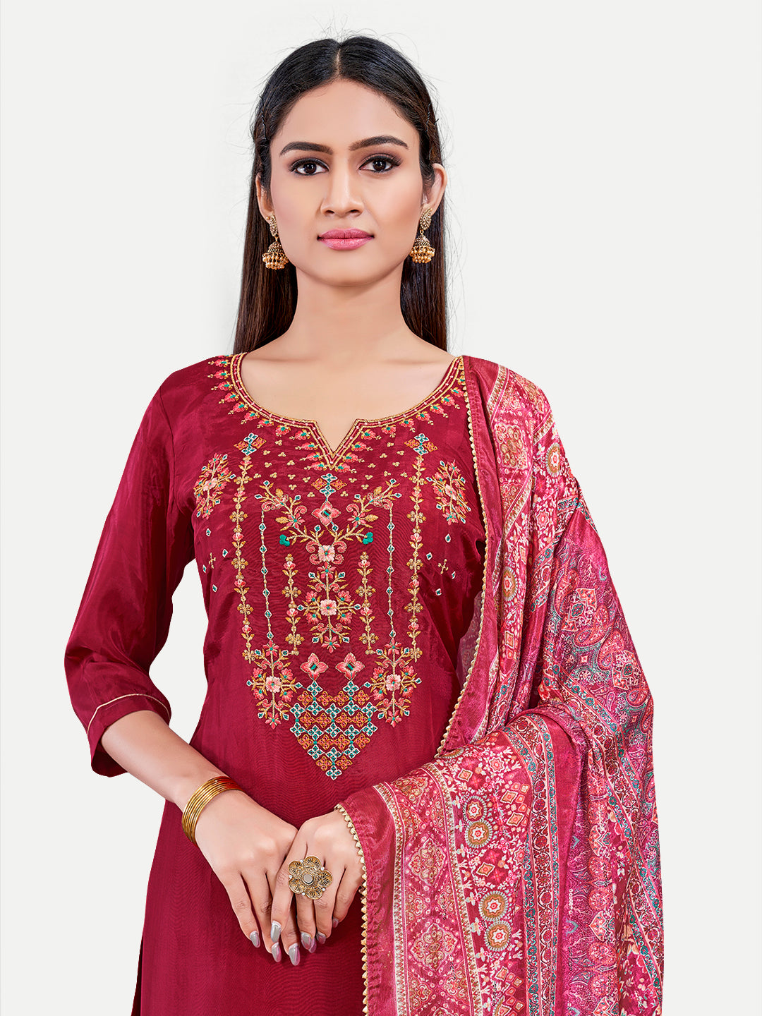 Sophisticated Upada Silk Salwar Kameez with Elegant Embroidery | Traditional Ethnic Wear for Women