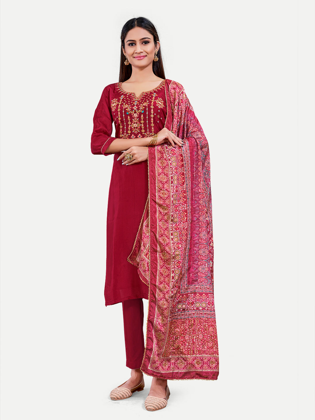 Sophisticated Upada Silk Salwar Kameez with Elegant Embroidery | Traditional Ethnic Wear for Women