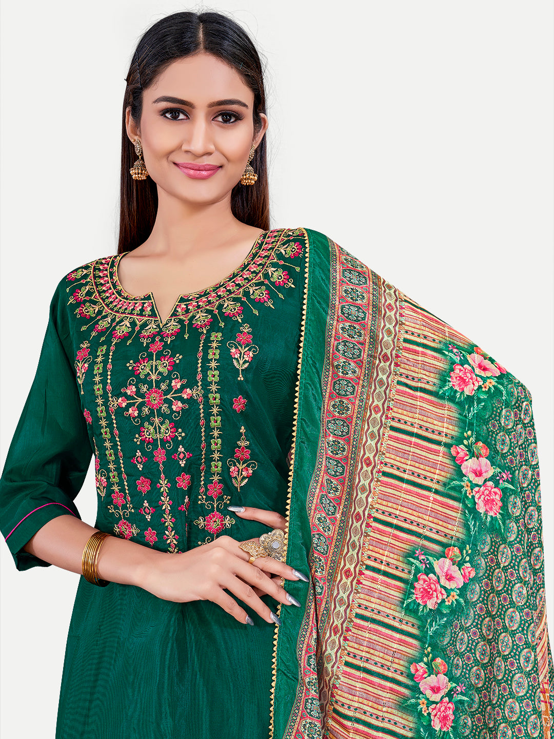 Sophisticated Upada Silk Salwar Kameez with Elegant Embroidery | Traditional Ethnic Wear for Women