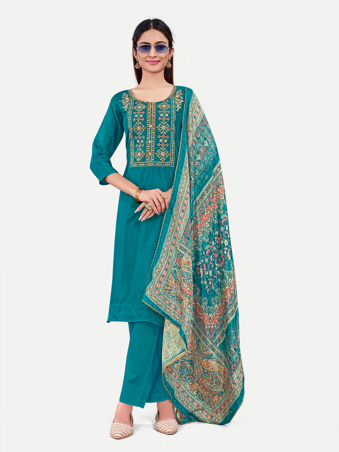 Sophisticated Upada Silk Salwar Kameez with Elegant Embroidery | Traditional Ethnic Wear for Women