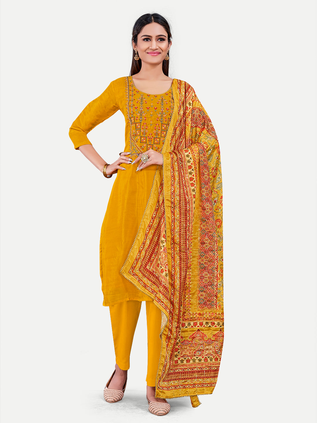 Sophisticated Upada Silk Salwar Kameez with Elegant Embroidery | Traditional Ethnic Wear for Women