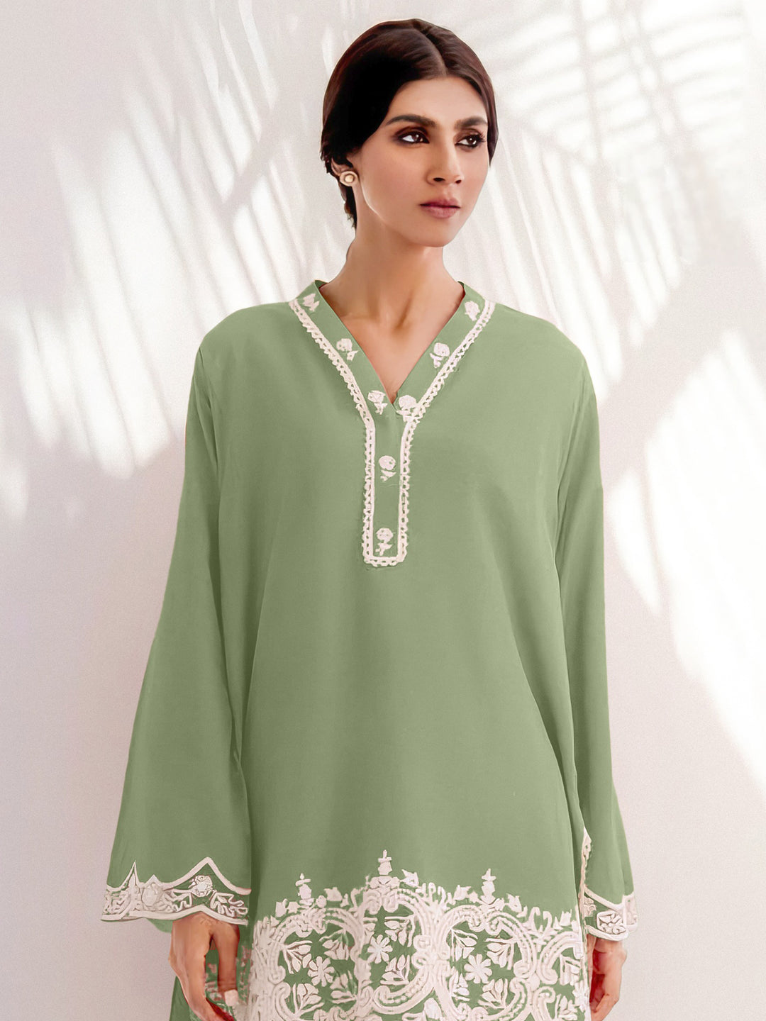 Designer Kurti Set for Women | Embroidery Work | Elegant V Neck & Full Sleeves