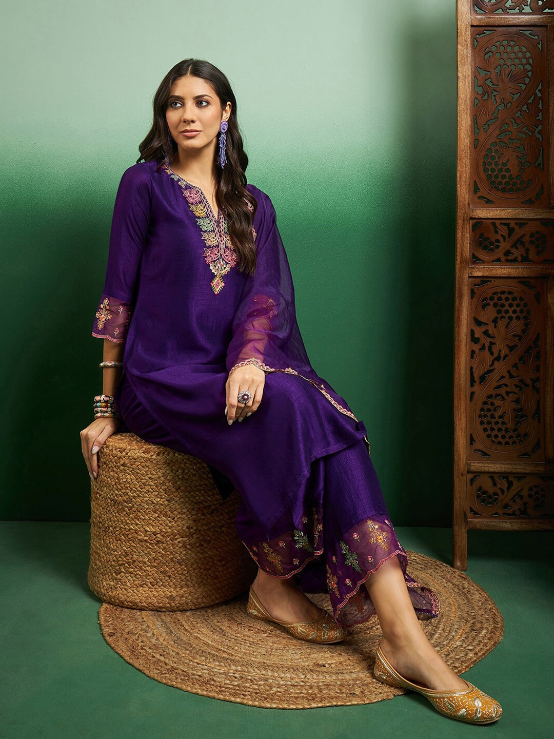 Stunning Chanderi Salwar Kameez with Embroidery | Perfect for Festive Wear