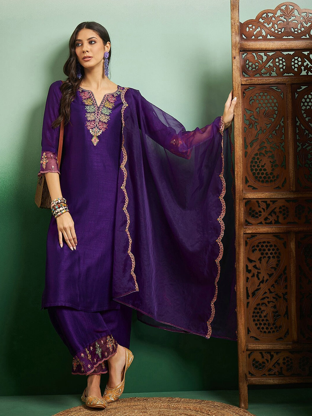 Stunning Chanderi Salwar Kameez with Embroidery | Perfect for Festive Wear