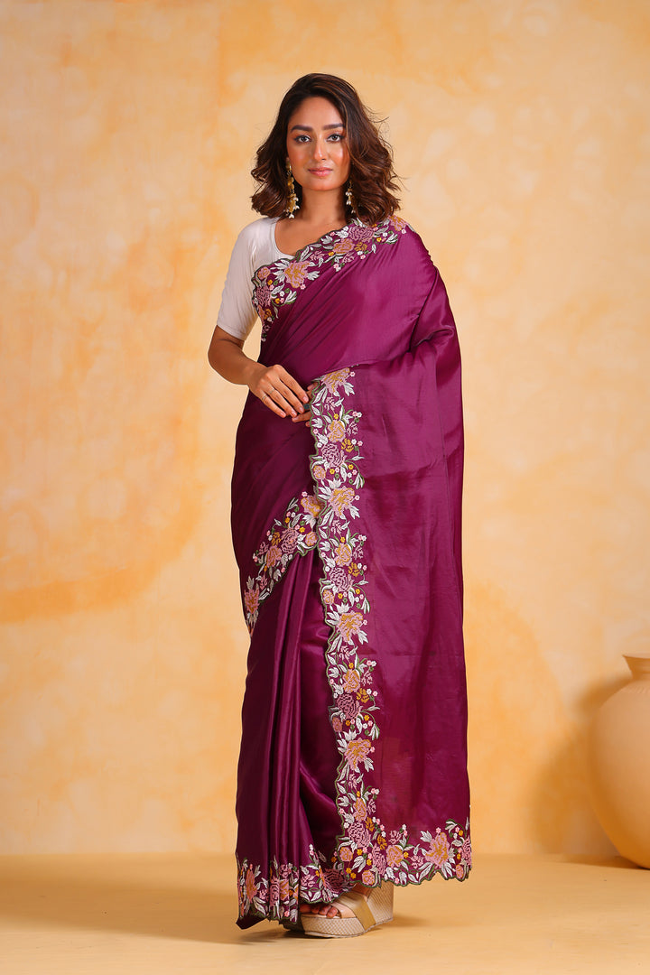 Designer Tussar Silk Saree | Embroidered Art Silk Blouse for Special Events