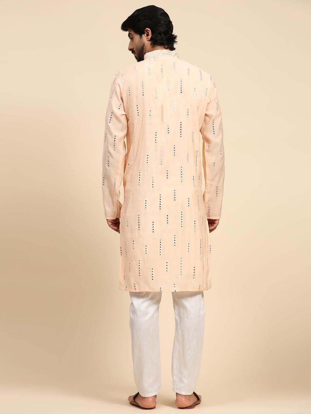 Traditional Silk Kurta for Men | Designer Mirror Embroidery