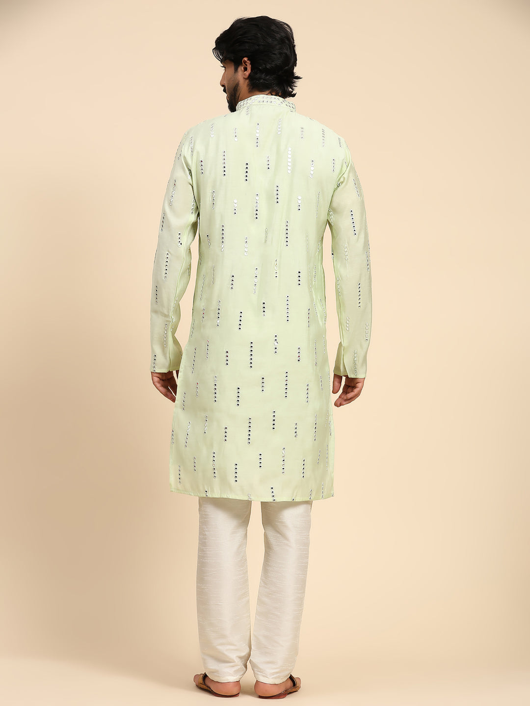 Traditional Silk Kurta for Men | Designer Mirror Embroidery