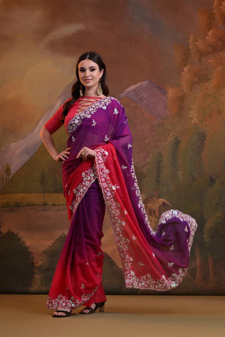 Elegant Georgette Saree with Pedding Sequins | Perfect for Parties and Weddings