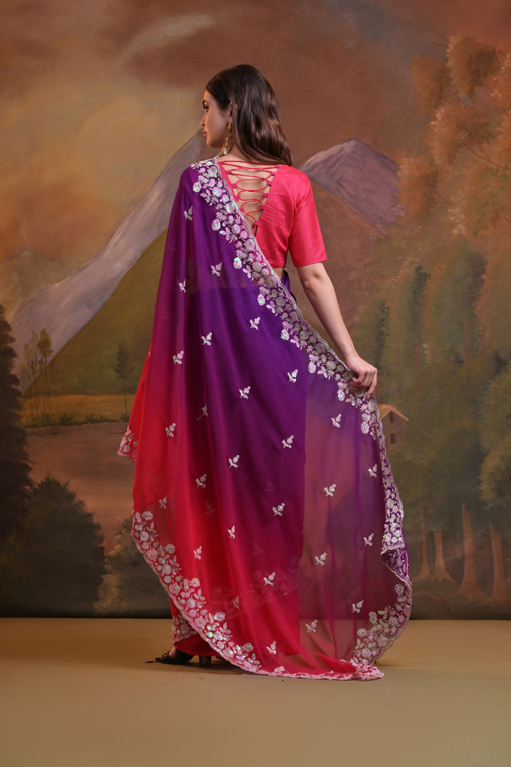 Elegant Georgette Saree with Pedding Sequins | Perfect for Parties and Weddings