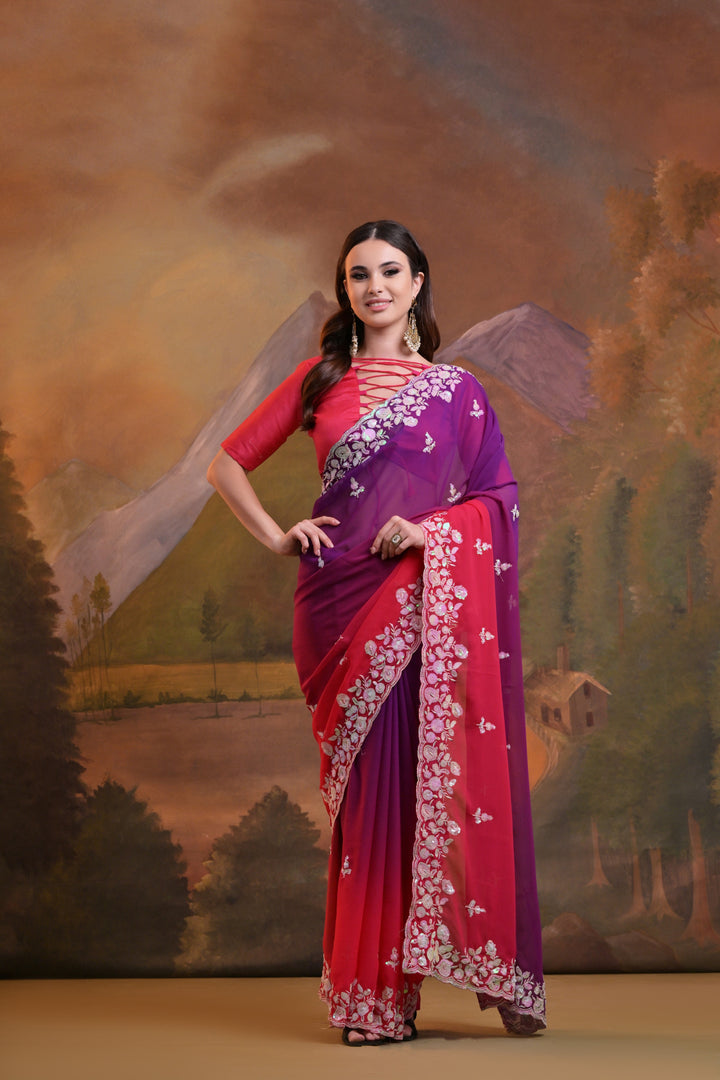 Elegant Georgette Saree with Pedding Sequins | Perfect for Parties and Weddings