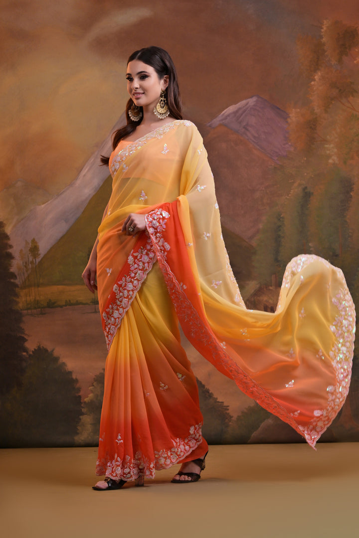 Elegant Georgette Saree with Pedding Sequins | Perfect for Parties and Weddings