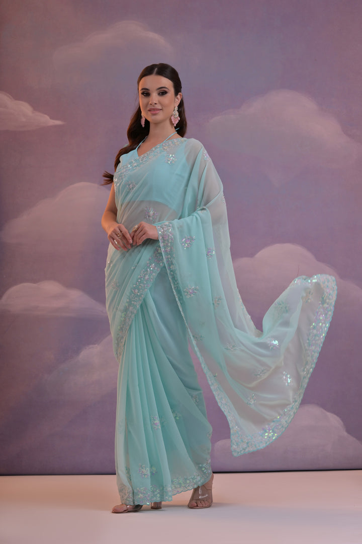 Designer Georgette Saree with Embroidery | Perfect for Wedding & Events